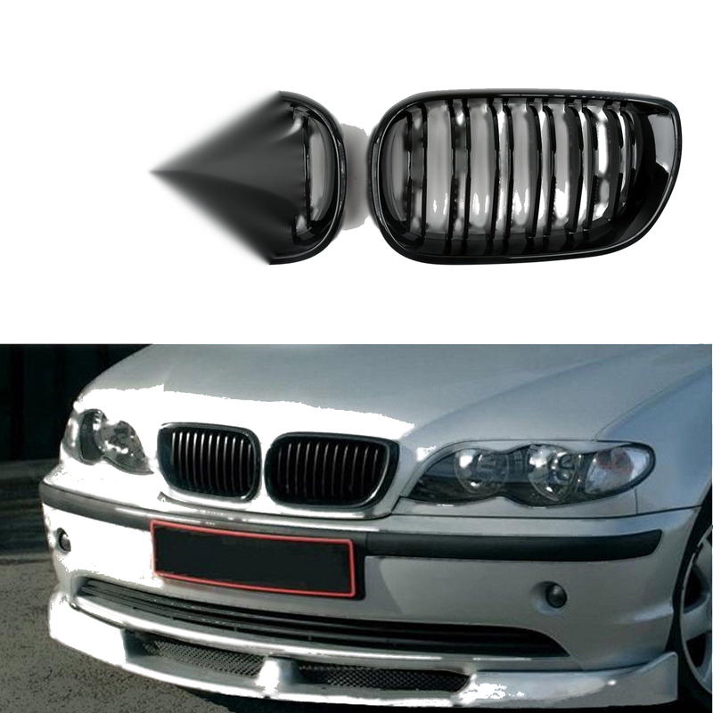 BMW E46 3 Series 4-Door Front Kidney Grill Double Rib (2002-2005)