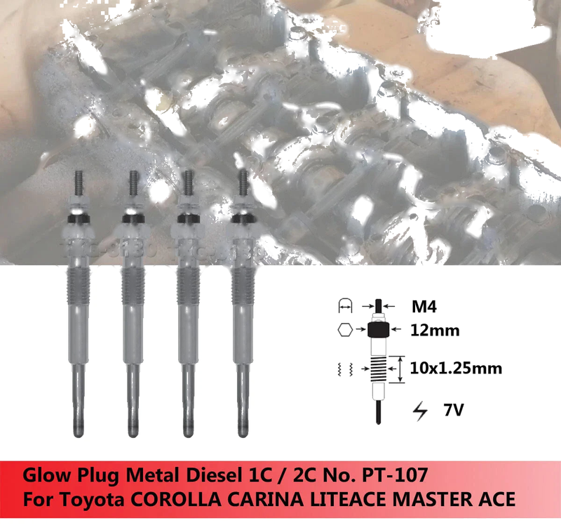 Toyota Corolla, Sprinter, Corona, Master Ace, Townace 4 x Glow Plugs