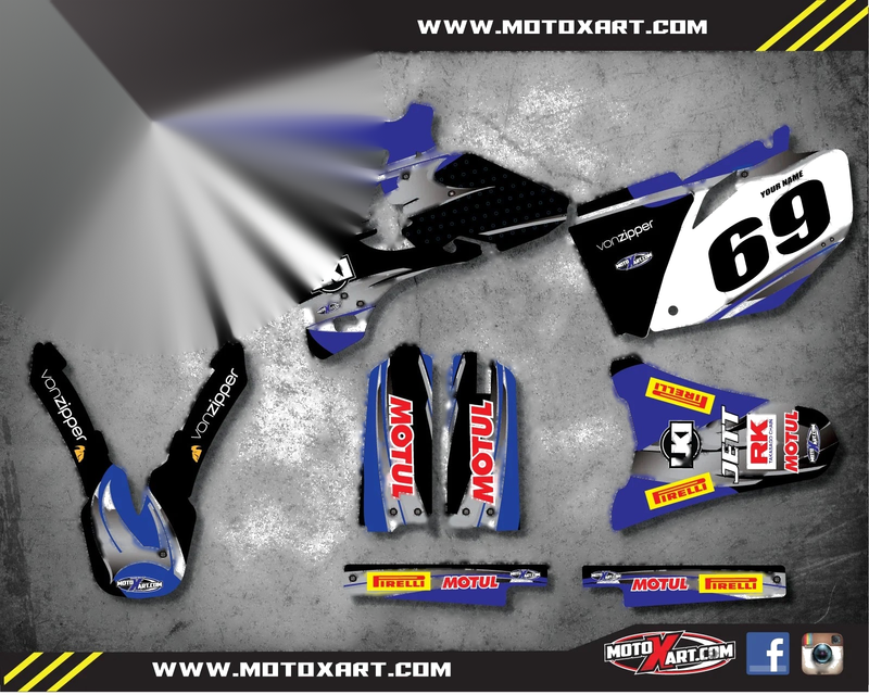 Yamaha YZF 250 (2003-2005) - Blue Steel Style Custom Graphic Kit