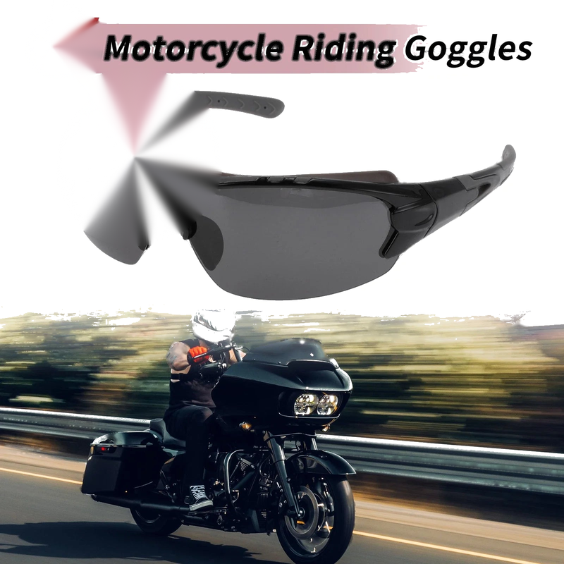 Motorcycle Riding Goggles Deep Gray Lens Black Gray Frame UV400
