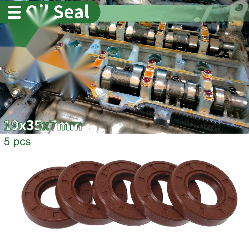 Oil Seal / 19x35x7mm / Seal Ring Rotary Shaft Seal FKM Rubber 5 Pcs