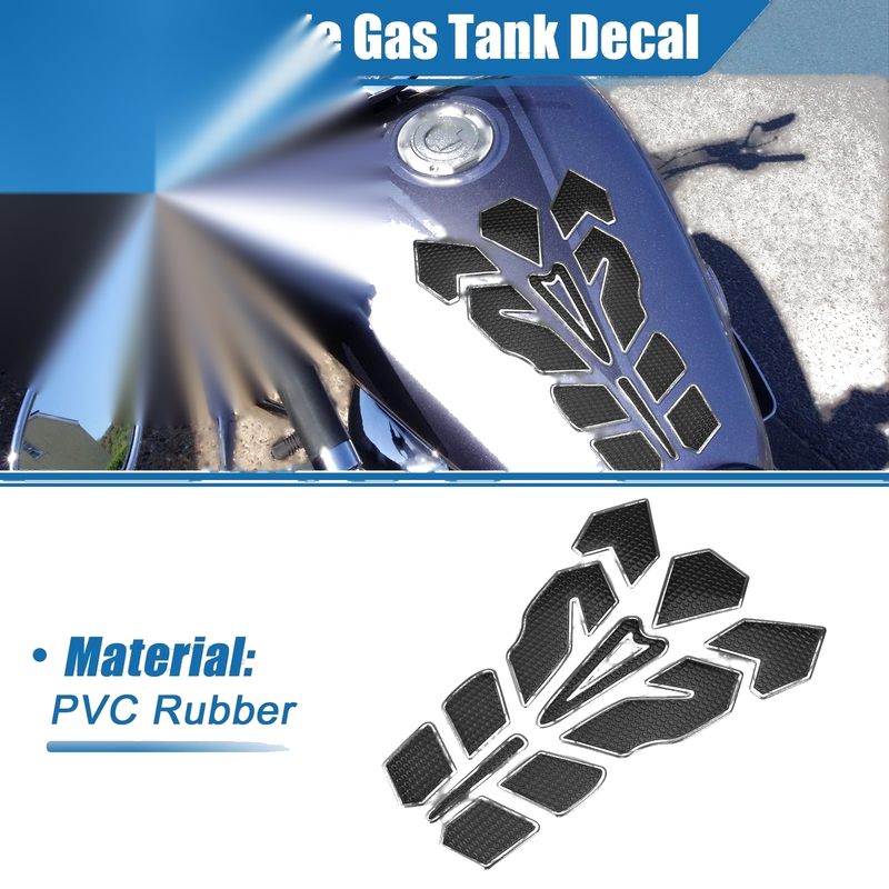 Universal Motorcycle Gas Tank Decal Sticker 7.87x5.59 Black Silver Tone