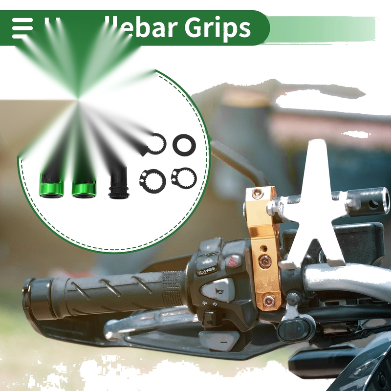 Motorcycle 7/8" 22mm Hand Grips Rubber Black Green