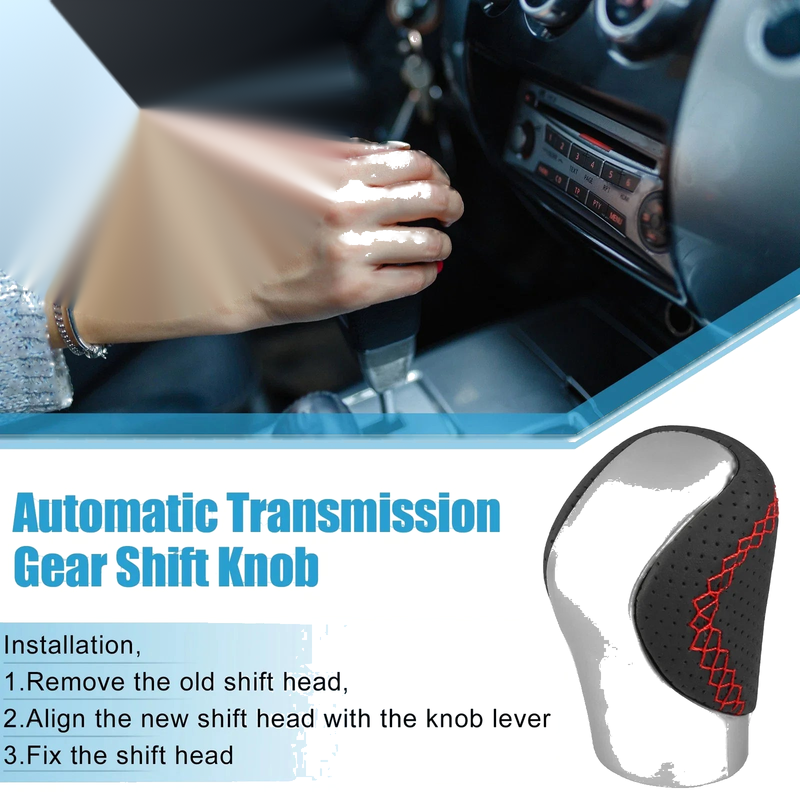 Lexus - Silver Tone with Red Thread Automatic Gear Shift Knob Cover
