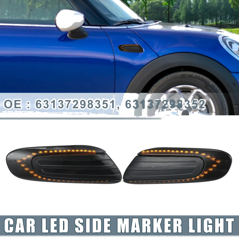 Mini Cooper F55 F56 F57 Smoked Black Lens LED Side Marker Lights (2014-2023)