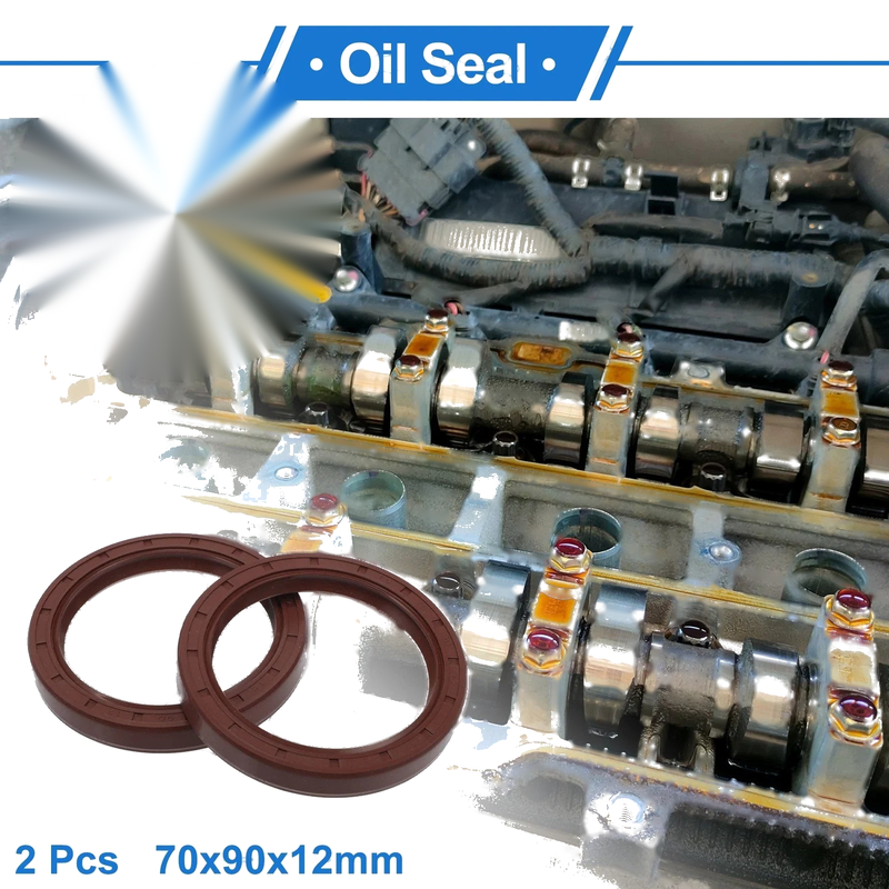Oil Seal 2 x Seal Ring Rotary Shaft Seal FKM Rubber 70x90x12mm Brown