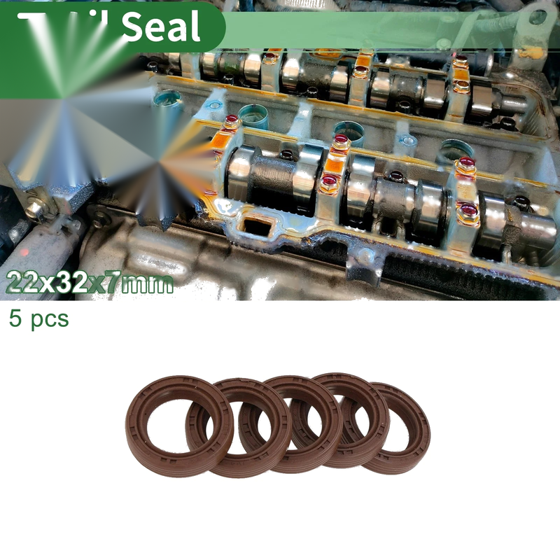 Make Model Oil Seal / 22x32x7mm 5 Pcs / FKM Rubber High Pressure Brown