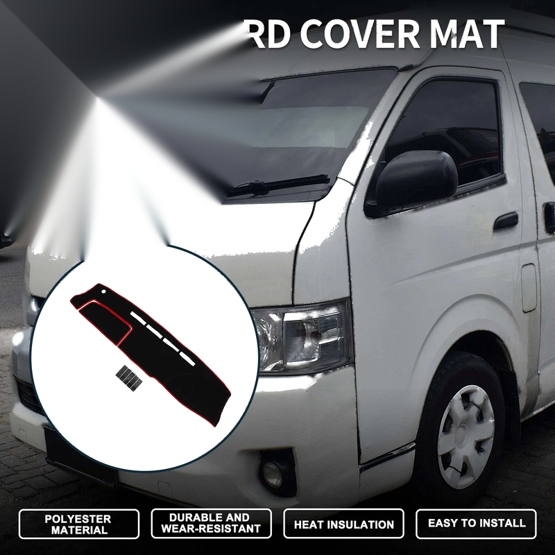 Toyota Hiace 2004-2024 Black Red 1 Set Dashboard Cover Mat