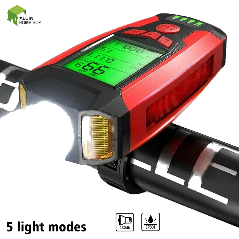 Bike Front Light USB Rechargeable LED Bicycle Headlight with Horn