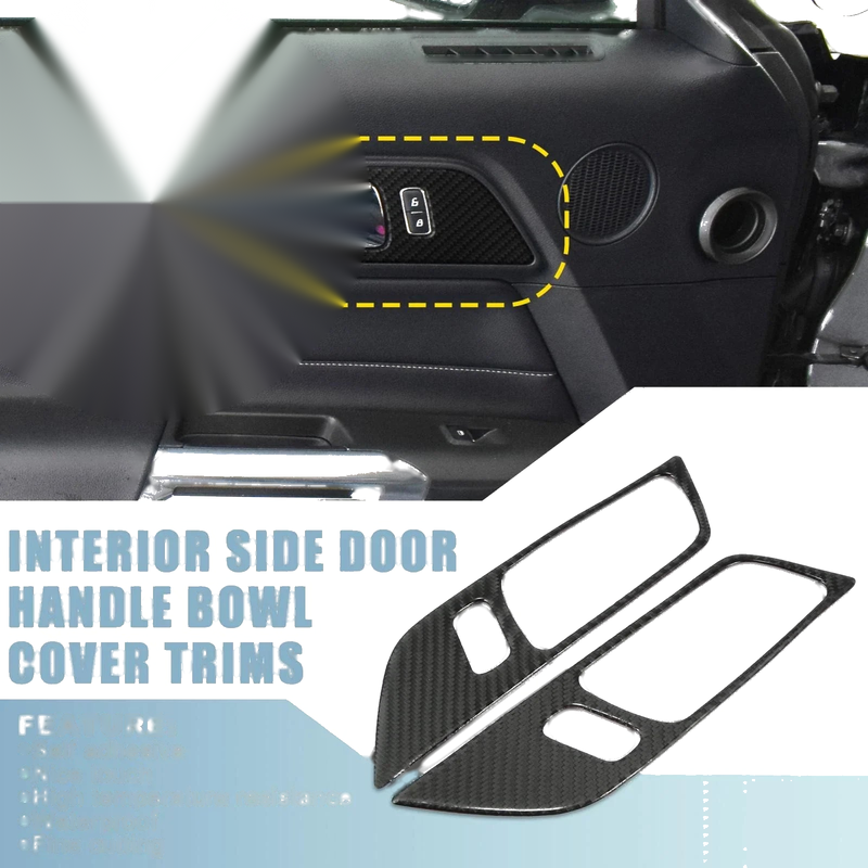 Ford Mustang (2015-2021) Black Trim 2 x Side Door Handle Bowl Covers