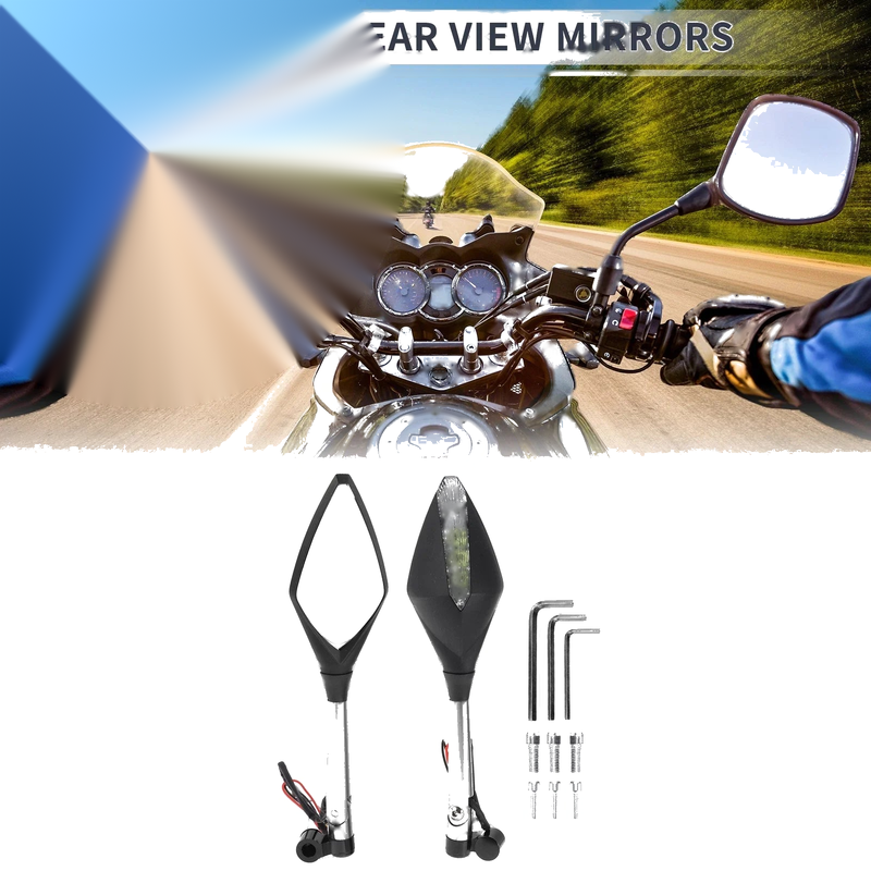 Motorcycle M8/M10 Motorcycle Rear View Mirrors Silver Tone Aluminum Alloy