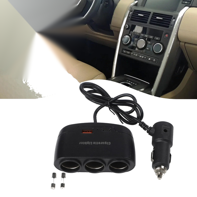 Premium Car Charger Splitter with Triple Socket High Power 120W Output