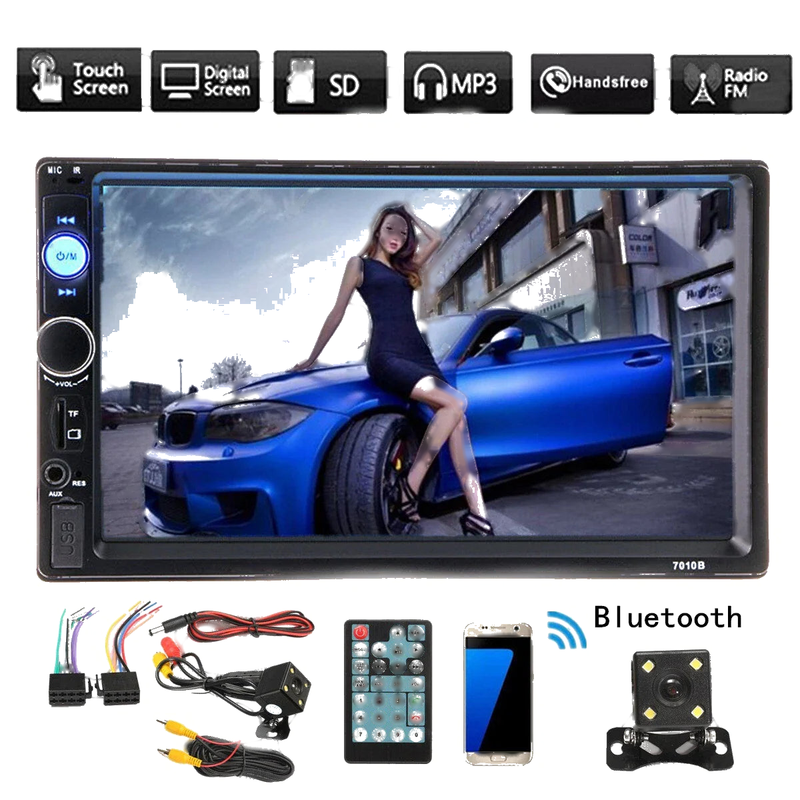MP5 Car Radio Player Touch Screen 7'' Bluetooth Hands-free Card With Camera