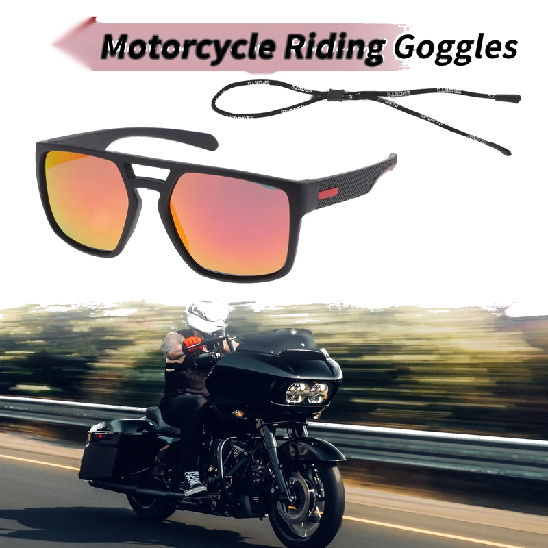 Set Motorcycle Riding Goggles Red Lens Black Red Frame Tri-Acetyl Cellulos