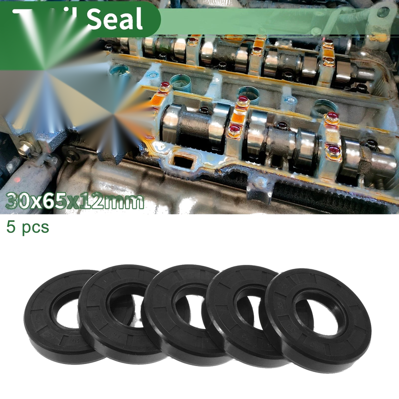 Oil Seal 30x65x12mm Black 5 pcs Seal Ring Rotary Shaft NBR Rubber
