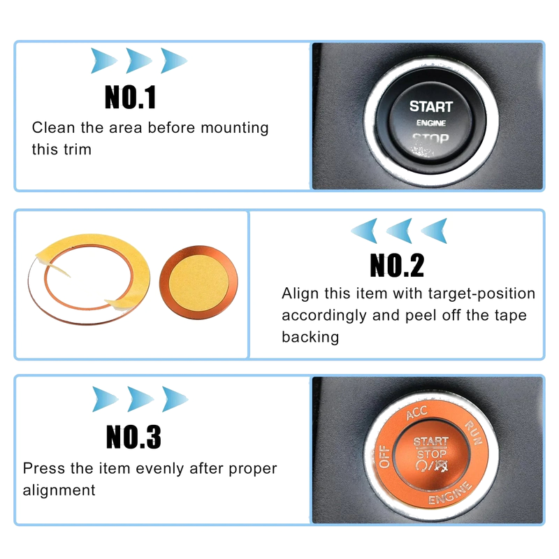 Dodge Charger Challenger Engine Push Start Stop Button Cover Trim Kit (2015-2023)