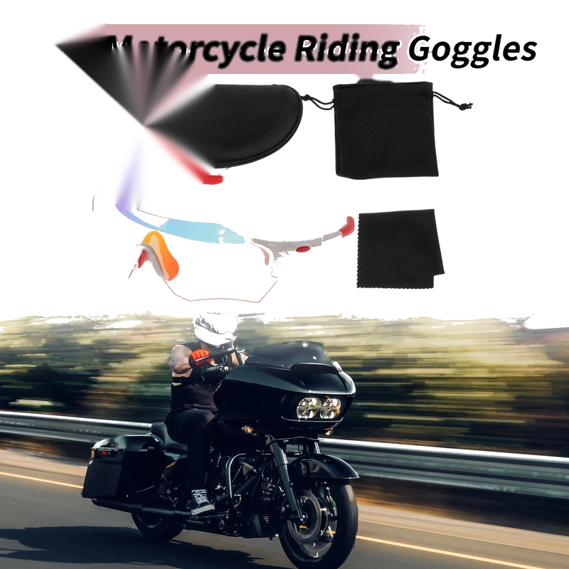 Motorcycle Riding Goggles Light Red Lens White Red Frame PC TPU