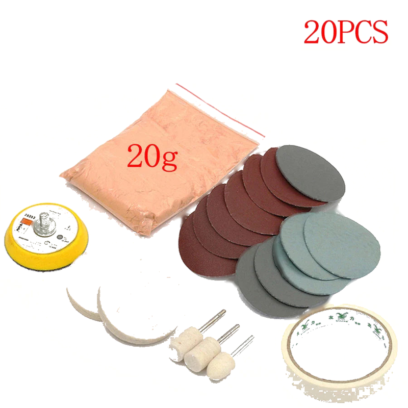 Auto Windshield Polishing Pads & Powder 20 x Glass Repair Tool Kit