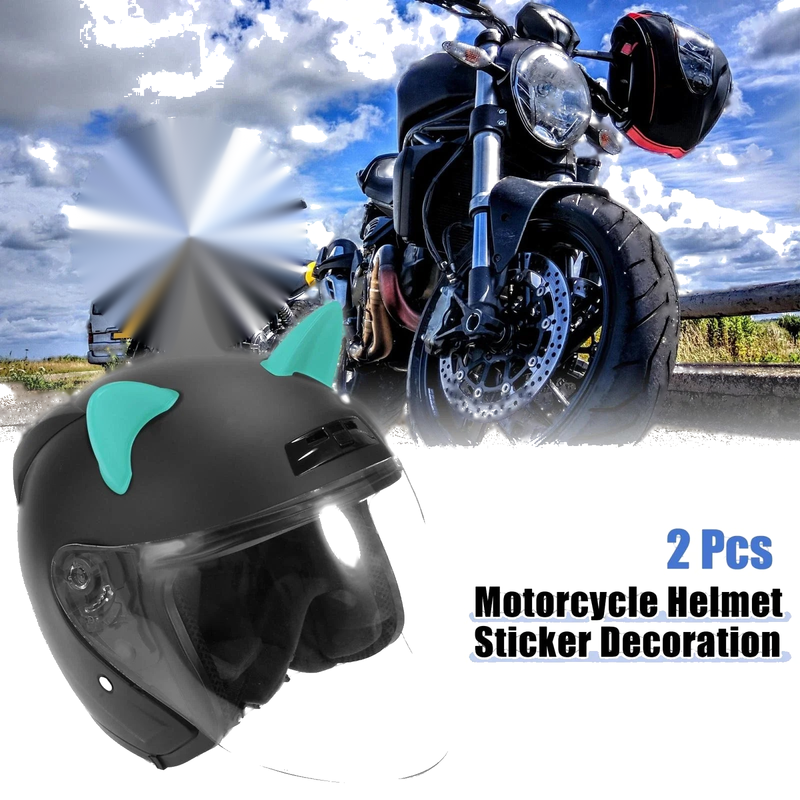 Motorcycle Blue 2 x Cat Ears Style Stick On Helmet Decoration Accessories