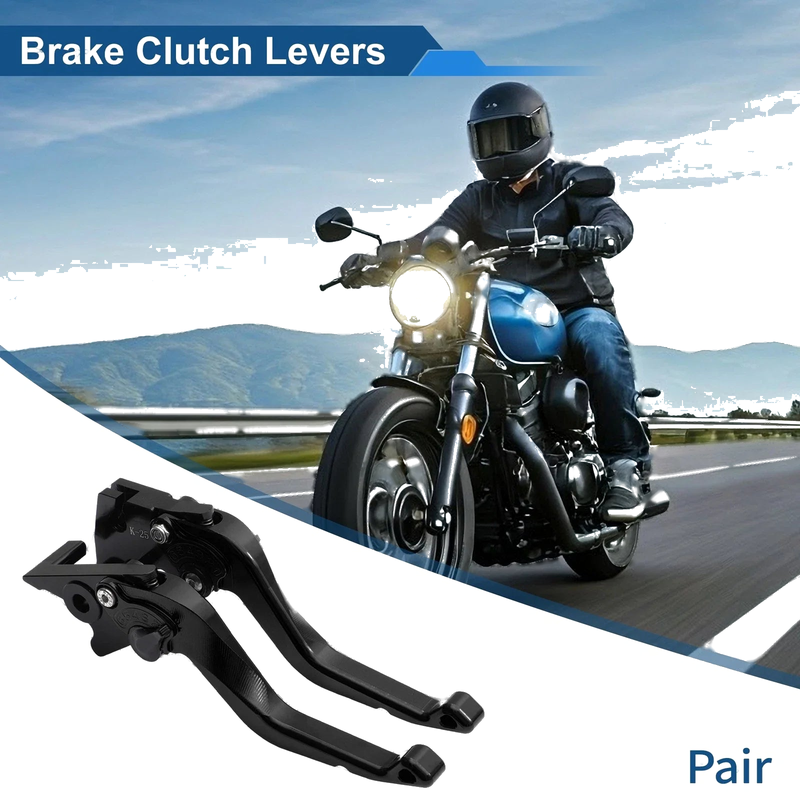 Kawasaki Ninja 500 Solid Black 1 Pair Short Brake Clutch Lever (2024–2025)