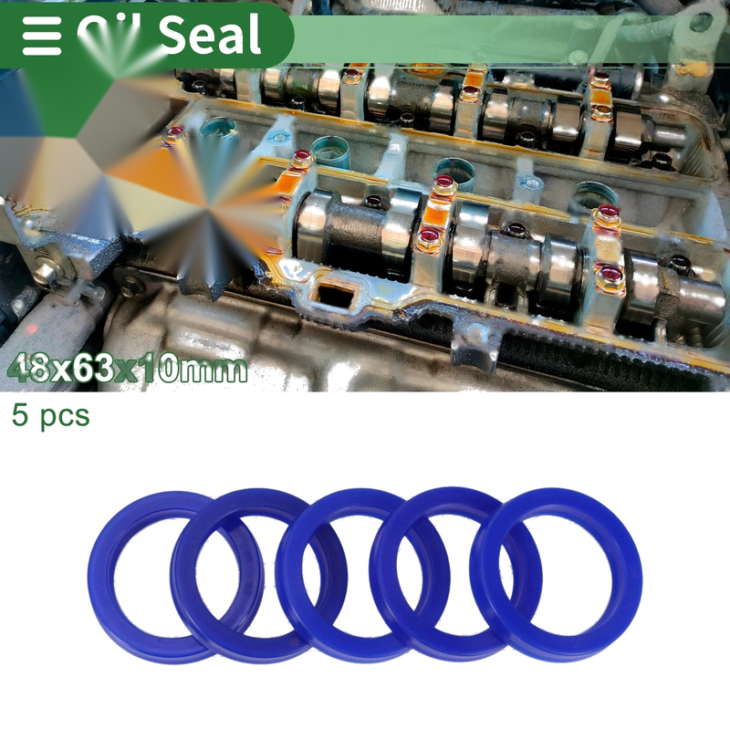 Oil Seal Seal Ring Rotary Shaft Seal TPU 48x63x10mm High Pressure Blue 5 Pcs