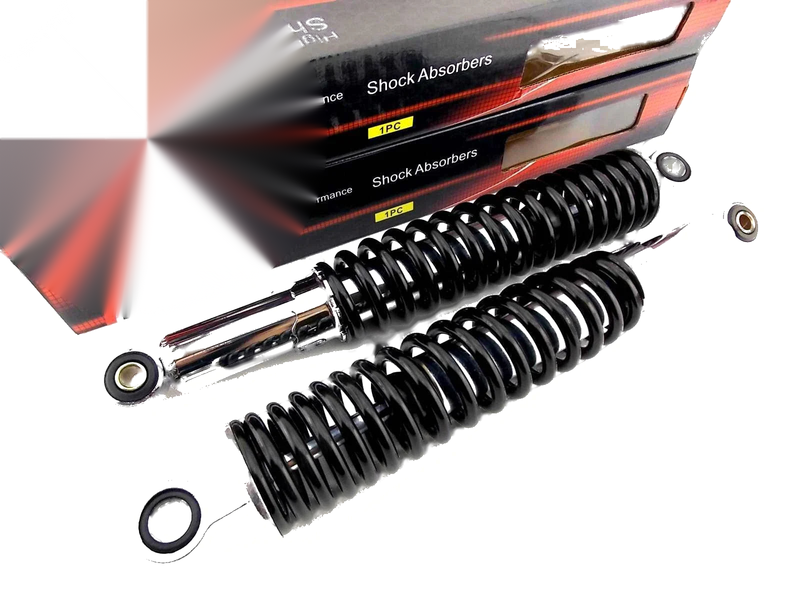 Kawasaki KE100 350mm JBS Black/Chrome Rear Shock Absorbers (1982-2001)
