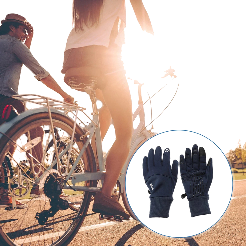 M Motorcycle Gloves Breathable Full Finger Polyester Outdoor Gloves Blue 1 Pair