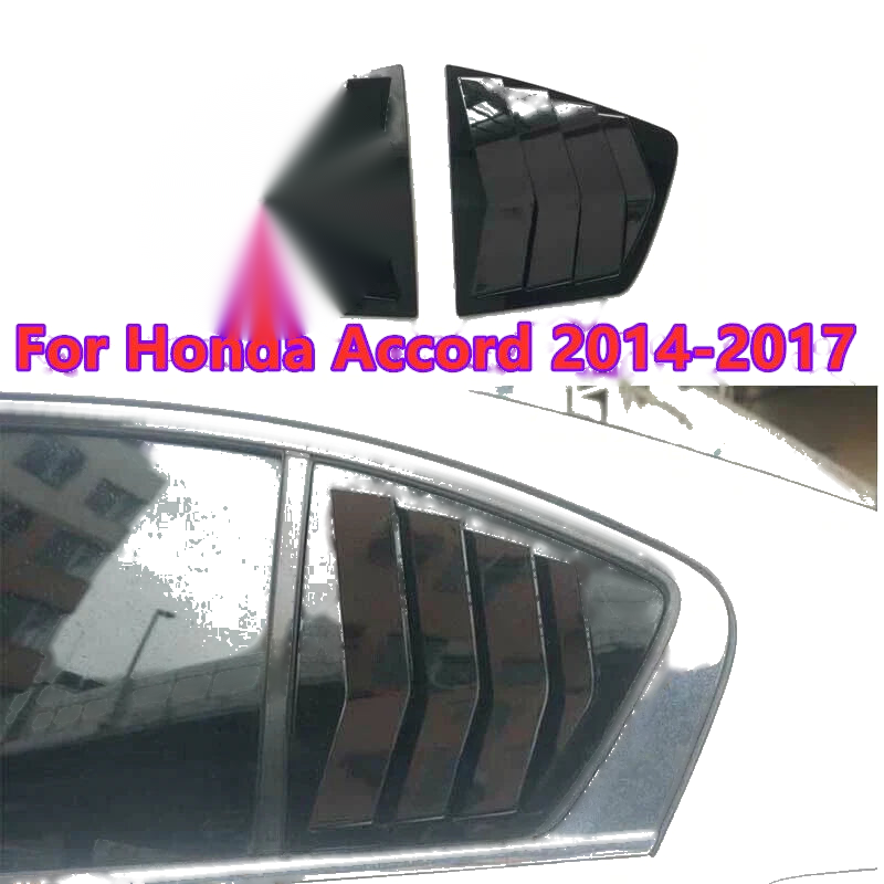 Honda Accord Glossy Black Side Window Louver Shutter Cover Trim (2014–2017)