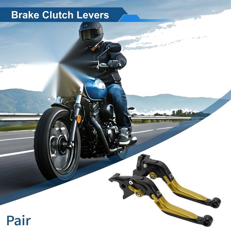 Kawasaki Vulcan S 650 2 x Brake Clutch Levers Black Gold Tone (2015–2023)