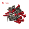 10pcs Metal U-Type M6 Motorcycle Fairing Fasteners Clips w Red Bolts Screws