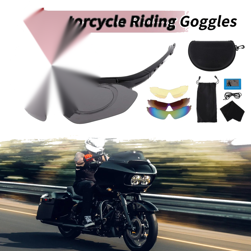 Motorcycle Riding Goggles Dark Gray Lens Black Frame Cycling Sunglasses