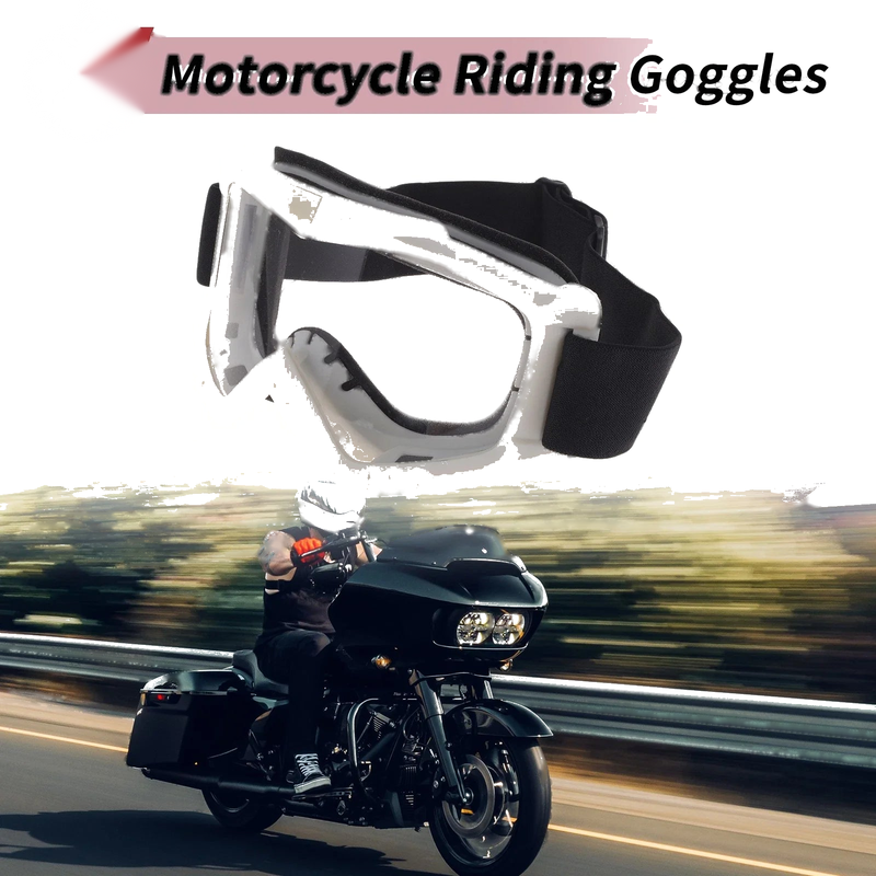 1 x Motorcycle Riding Goggles Clear Lens White Frame PC Cycling Sunglasses