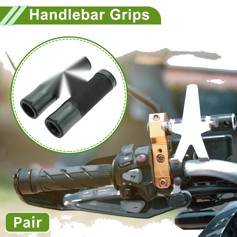 Motorcycle Rubber Titanium Tone 7/8" 22mm Handlebar Grips