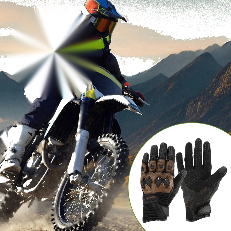 L / 1 Pair / Motorcycle Gloves Breathable Full Finger Goatskin Outdoor Gloves Brown
