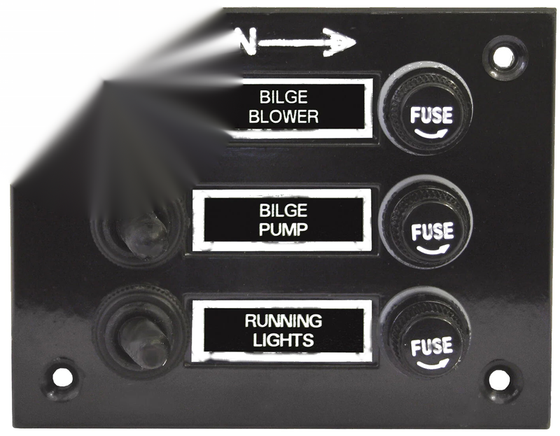 Boats 12 / 24 Volt 3 Gang Fused Marine Switch Panel with Splash Proof Boots
