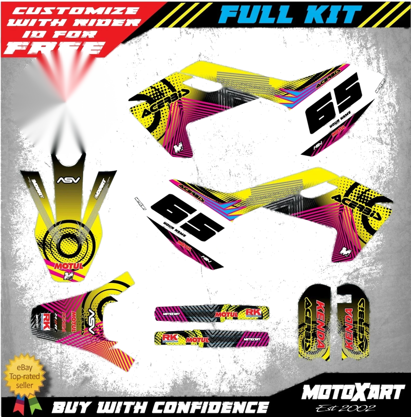 Husqvarna TC 65 NEON Custom Graphics Kit Decals (2017-2023)