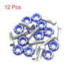 12 x Blue Carved Style Motorcycle License Plate Bolts Screws
