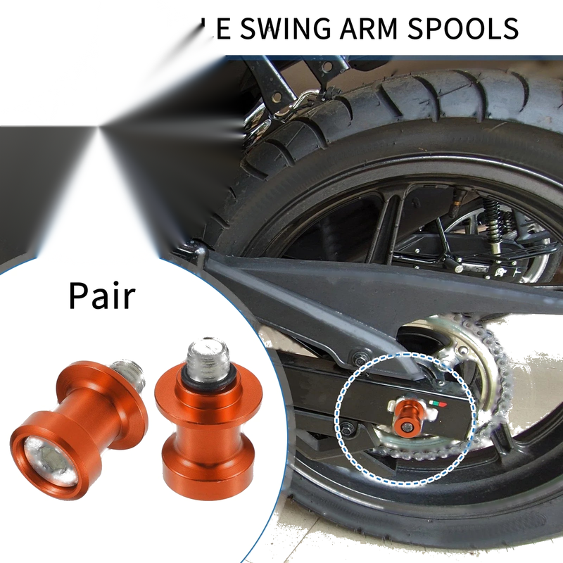 Motorcycle Pair Swingarm Spools 10mm CNC Sliders Stand Orange