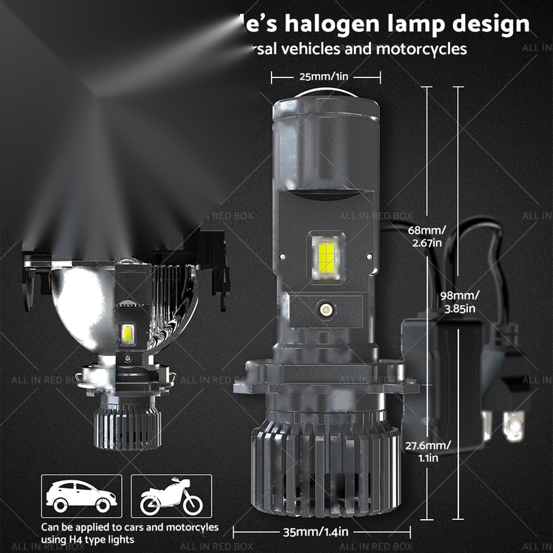 Mini (RHD) H4 9003 100W Bi-LED Projector Lens Headlight Bulbs