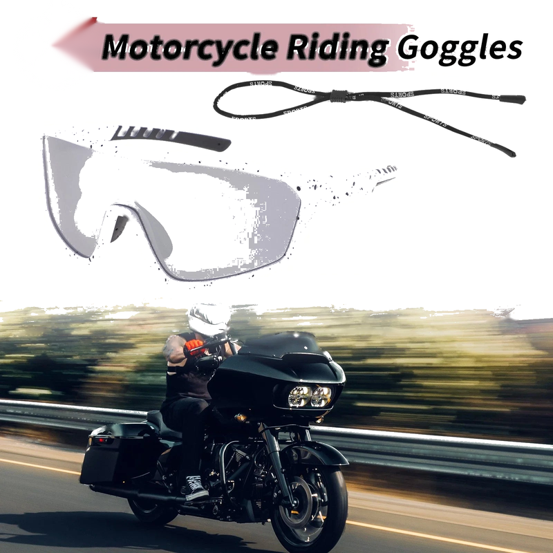 Motorcycle 1 Set Motorcycle Riding Goggles Silver Tone Lens Black White Frame PC UV400