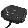 3-Way 120W Car Cigarette Lighter Socket Splitter Dual USB Charger Adapter