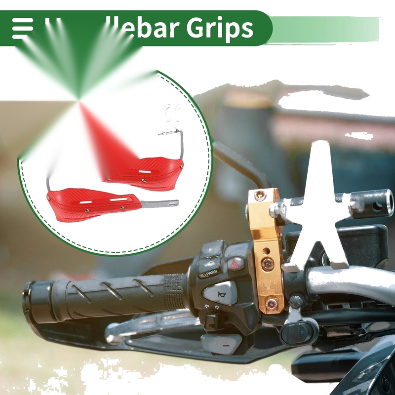 Motorcycle Aluminum Alloy Rubber Side Red Hand Grips Cover Kit