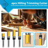 Woodworking 4pcs Milling Cutter Kit 1/4" Shank Flush Trim Router Bits