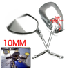 Motorcycle Universal Chrome Oval Rear View Mirrors 10mm Thread