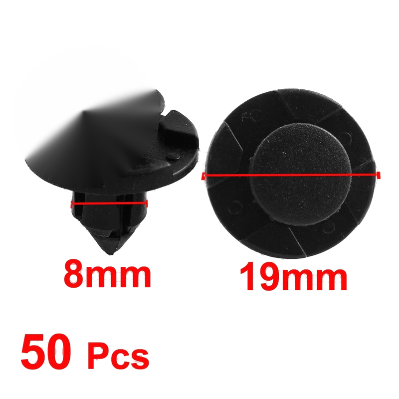 Toyota 50 Pcs Black Plastic Rivet Trim Clips 8mm x 13mm x 19mm
