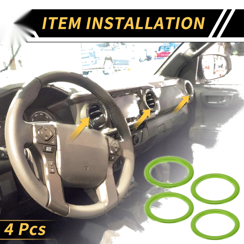 Toyota Tundra AC Vent 4 Pcs Green Dashboard Decoration Rings (2014–2021)