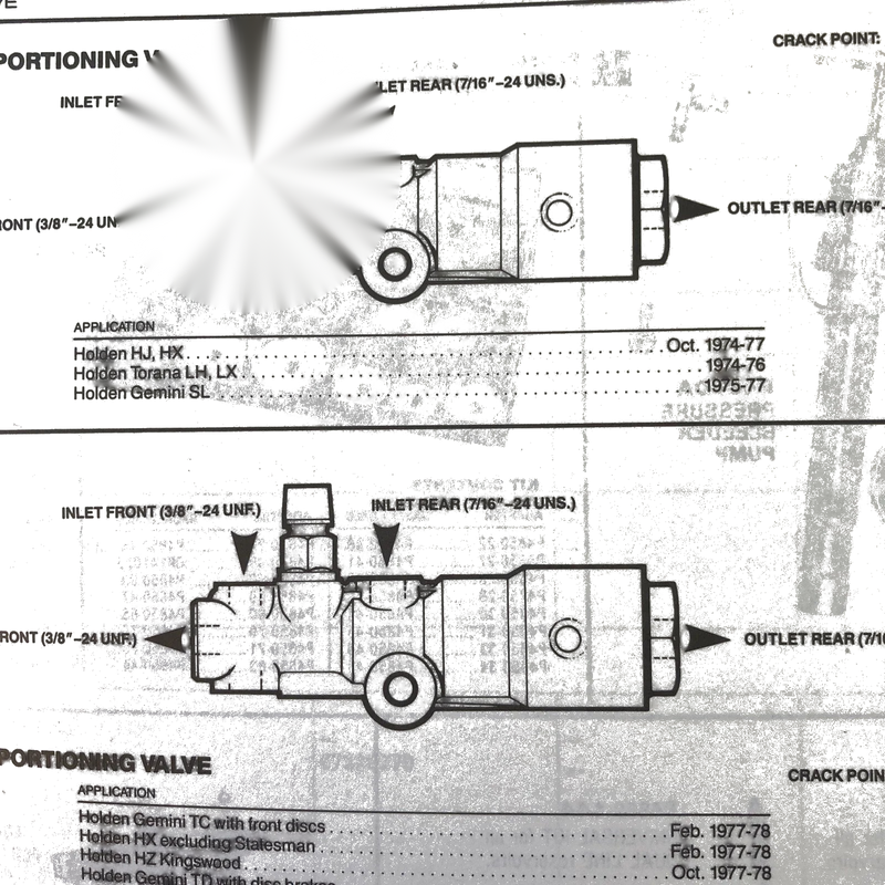 Holden Torana LH / LX Brake Proportioning Valve Seal Kit