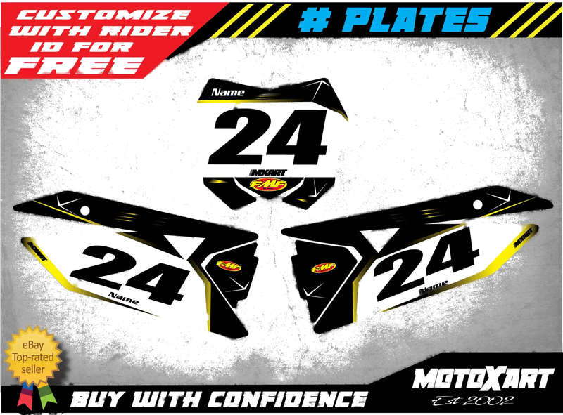 Suzuki RMZ 450 Custom Number Plates  BARBED Stickers Decals (2018-2023)