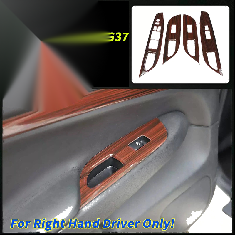 INFINITI G25 G37 Sedan RHD 4x Wood Grain Door Lift Panel Cover (2011–2013)