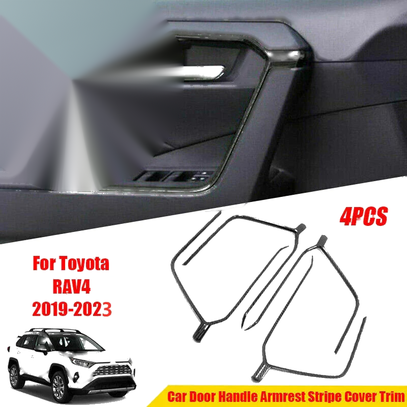 Toyota RAV4 Carbon Fiber Door Handle Armrest Cover Trim (2019–2023)